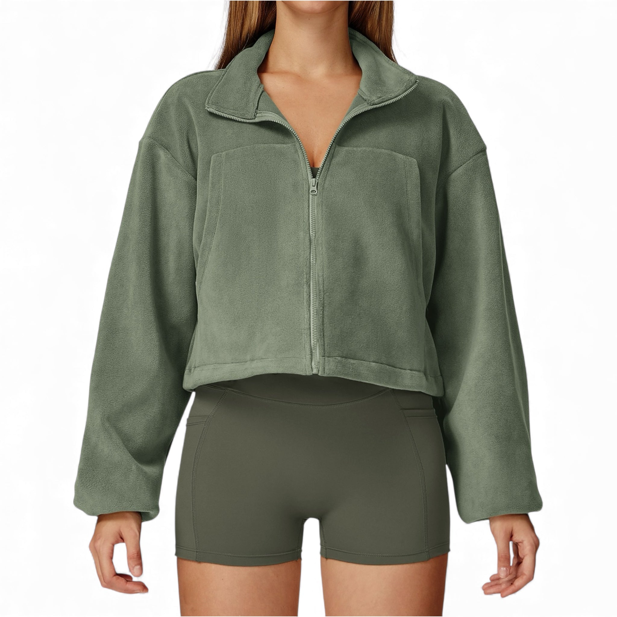 FAITHRISE CROP ZIP UP FLEECE JACKET